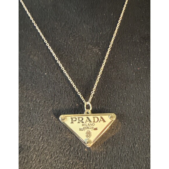 Unbranded Silver & Light Blue Triangle “P” Charm On .925 Unbranded 18” Necklace - Picture 1 of 5